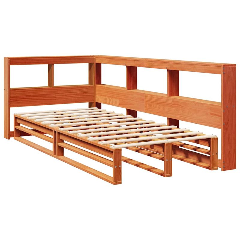Casa si Gradina - Mobilier - Paturi si accesorii - Paturi - Pat biblioteca fara saltea maro ceruit 75x190 cm lemn masiv pin - Infinity.ro