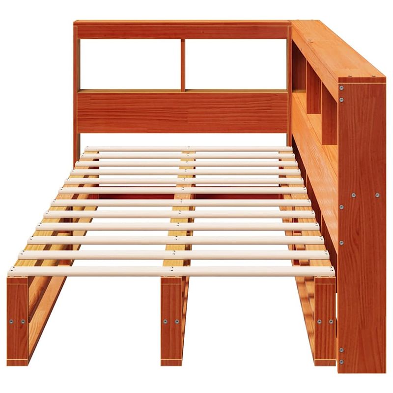 Casa si Gradina - Mobilier - Paturi si accesorii - Paturi - Pat biblioteca fara saltea maro ceruit 75x190 cm lemn masiv pin - Infinity.ro