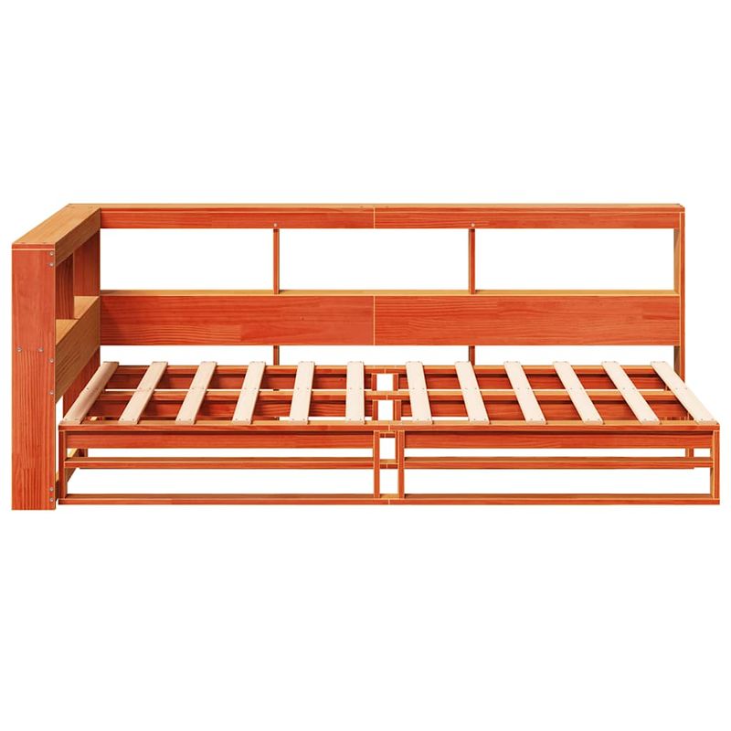 Casa si Gradina - Mobilier - Paturi si accesorii - Paturi - Pat biblioteca fara saltea maro ceruit 75x190 cm lemn masiv pin - Infinity.ro