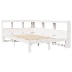 Casa si Gradina - Mobilier - Paturi si accesorii - Paturi - Pat cu biblioteca fara saltea, alb, 120x190 cm, lemn masiv pin - Infinity.ro