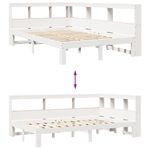 Casa si Gradina - Mobilier - Paturi si accesorii - Paturi - Pat cu biblioteca fara saltea, alb, 120x190 cm, lemn masiv pin - Infinity.ro