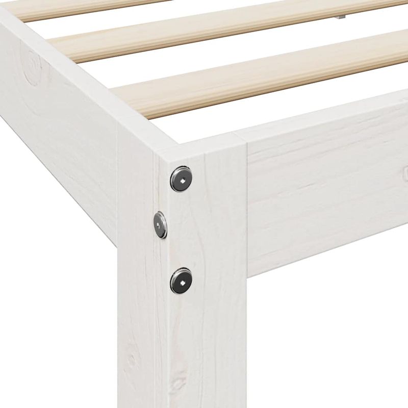 Casa si Gradina - Mobilier - Paturi si accesorii - Paturi - Pat cu biblioteca fara saltea, alb, 120x190 cm, lemn masiv pin - Infinity.ro