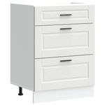 Casa si Gradina - Mobilier - Comode si corpuri - Corpuri bucatarie - Dulap de baza de bucatarie „Porto” din lemn prelucrat alb, model 1x dulap inferior (3 sertare), mărime 60x46x81.5 cm - Infinity.ro