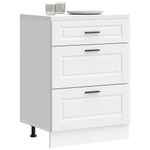 Casa si Gradina - Mobilier - Comode si corpuri - Corpuri bucatarie - Dulap de baza de bucatarie „Porto” din lemn prelucrat alb, model 1x dulap inferior (3 sertare), mărime 60x46x81.5 cm - Infinity.ro