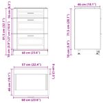 Casa si Gradina - Mobilier - Comode si corpuri - Corpuri bucatarie - Dulap de baza de bucatarie „Porto” din lemn prelucrat alb, model 1x dulap inferior (3 sertare), mărime 60x46x81.5 cm - Infinity.ro