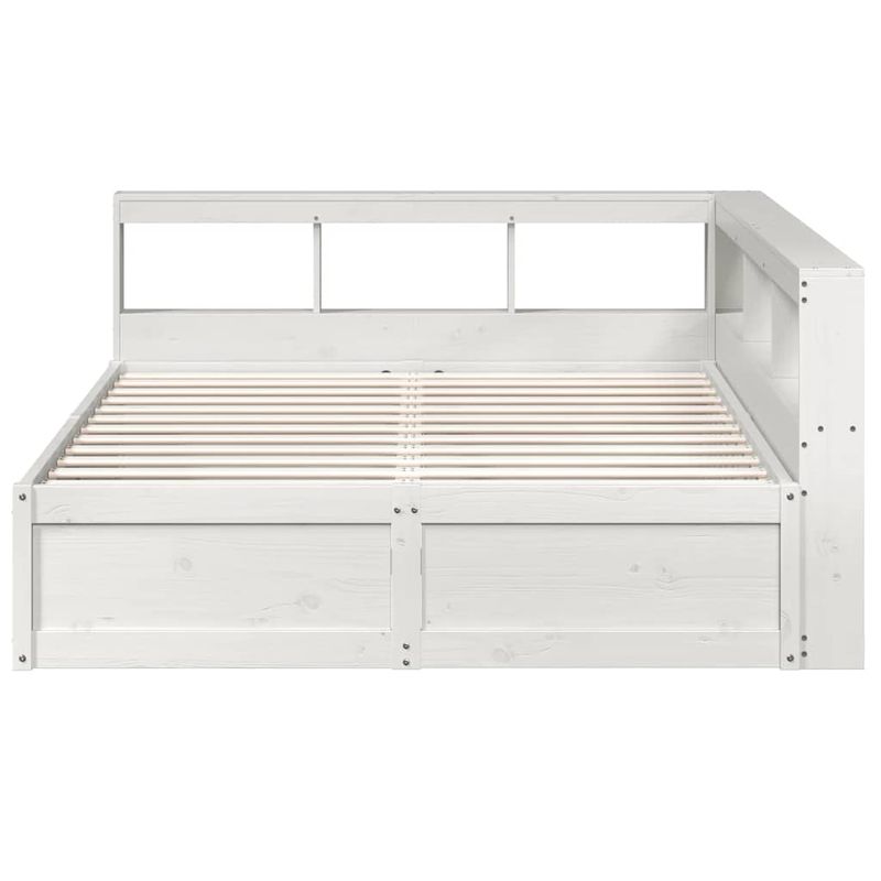 Casa si Gradina - Mobilier - Paturi si accesorii - Paturi - Pat cu biblioteca fara saltea, alb, 160x200 cm, lemn masiv pin - Infinity.ro