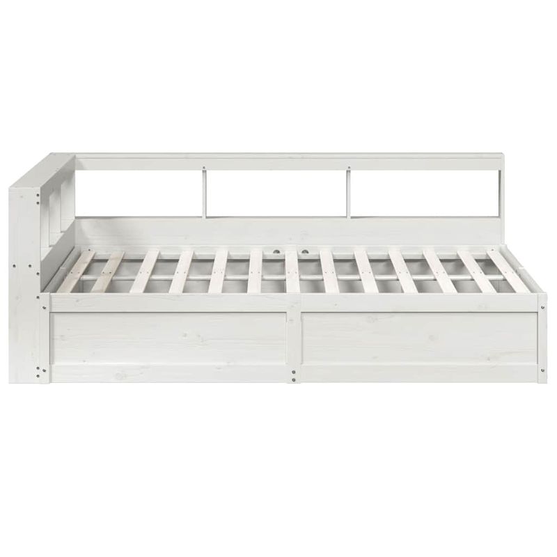 Casa si Gradina - Mobilier - Paturi si accesorii - Paturi - Pat cu biblioteca fara saltea, alb, 160x200 cm, lemn masiv pin - Infinity.ro