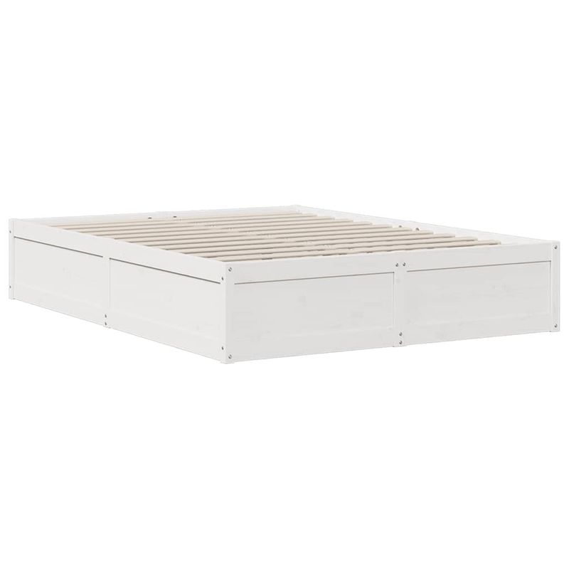 Casa si Gradina - Mobilier - Paturi si accesorii - Paturi - Pat cu biblioteca fara saltea, alb, 160x200 cm, lemn masiv pin - Infinity.ro