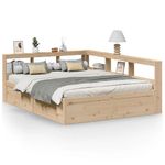 Casa si Gradina - Mobilier - Paturi si accesorii - Paturi - Pat cu biblioteca fara saltea, 140x200 cm, lemn masiv de pin - Infinity.ro