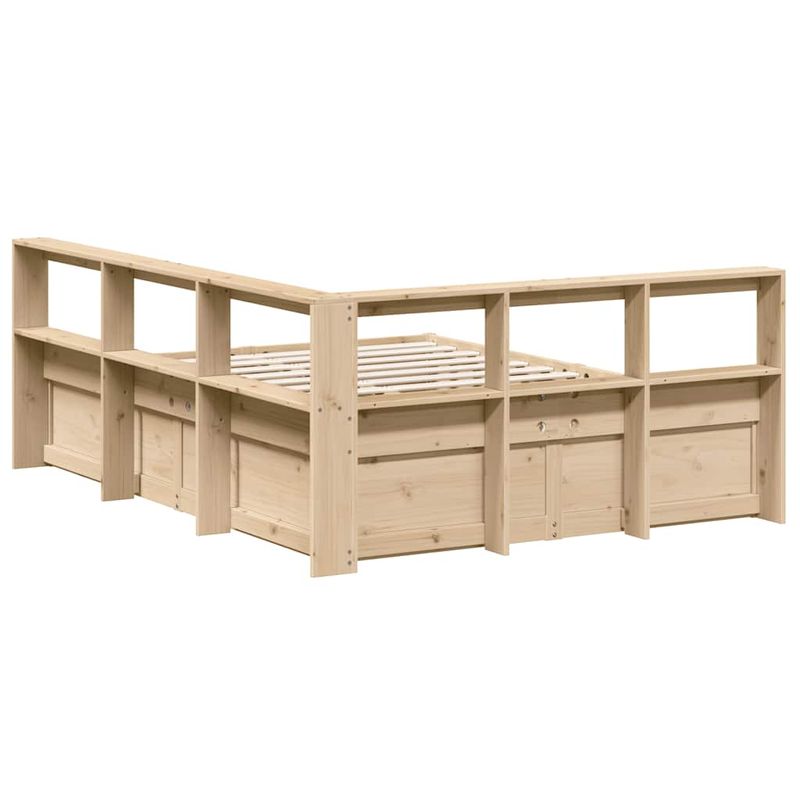 Casa si Gradina - Mobilier - Paturi si accesorii - Paturi - Pat cu biblioteca fara saltea, 140x200 cm, lemn masiv de pin - Infinity.ro