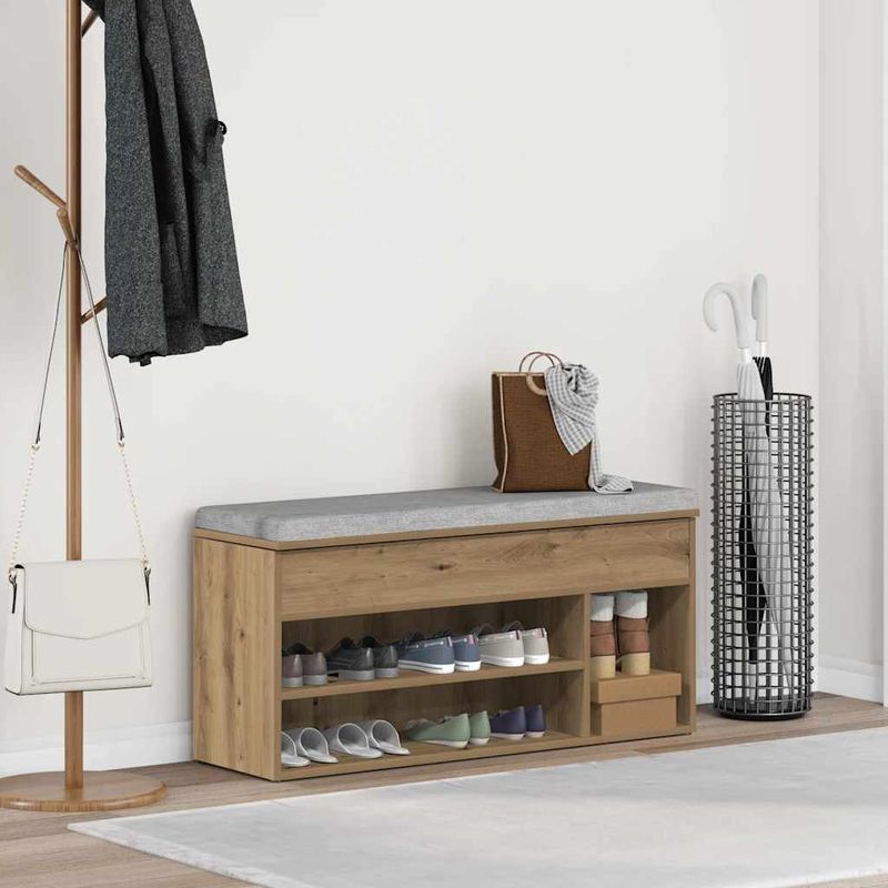 Casa si Gradina - Mobilier - Organizare si depozitare - Organizator incaltaminte - Bancheta pantofar stejar artizanal 102x30,5x45cm lemn prelucrat - Infinity.ro
