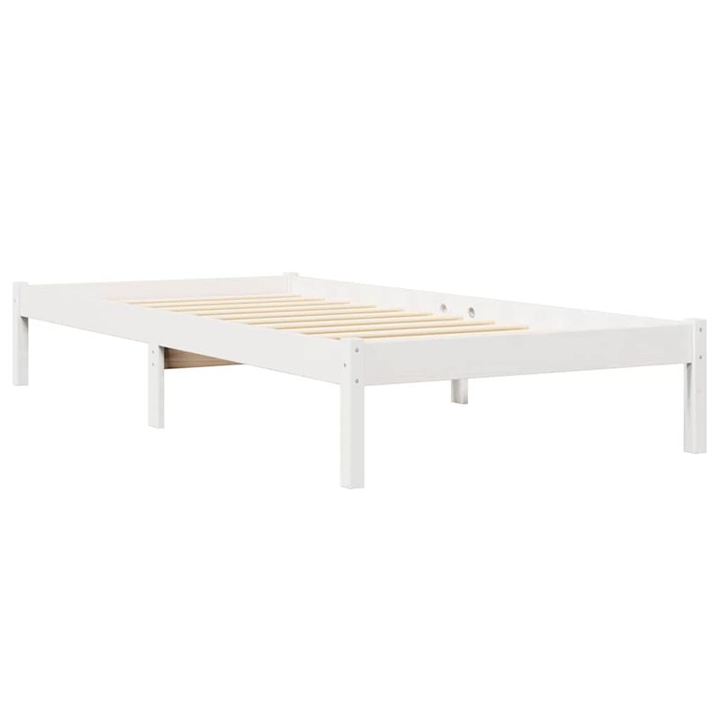 Casa si Gradina - Mobilier - Paturi si accesorii - Paturi - Pat cu biblioteca fara saltea, alb, 100x200 cm, lemn masiv pin - Infinity.ro