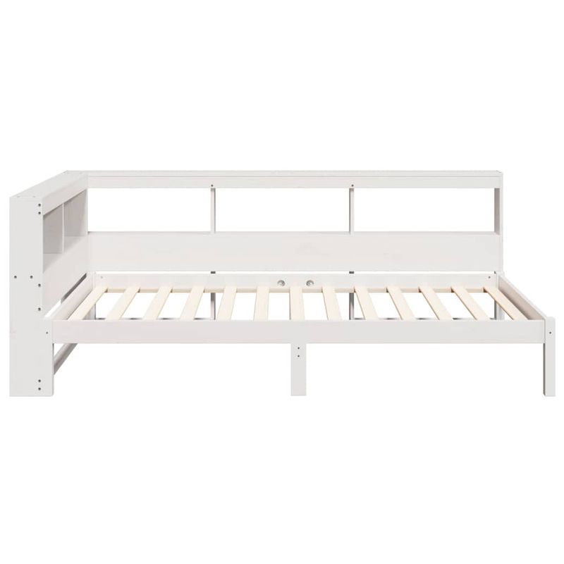 Casa si Gradina - Mobilier - Paturi si accesorii - Paturi - Pat cu biblioteca fara saltea, alb, 100x200 cm, lemn masiv pin - Infinity.ro