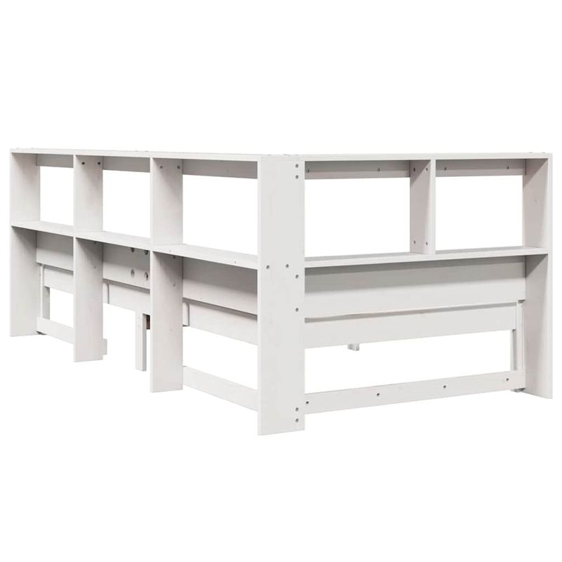 Casa si Gradina - Mobilier - Paturi si accesorii - Paturi - Pat cu biblioteca fara saltea, alb, 100x200 cm, lemn masiv pin - Infinity.ro