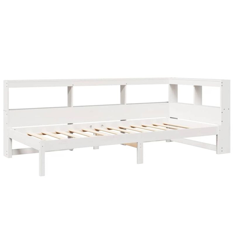 Casa si Gradina - Mobilier - Paturi si accesorii - Paturi - Pat cu biblioteca fara saltea, alb, 100x200 cm, lemn masiv pin - Infinity.ro