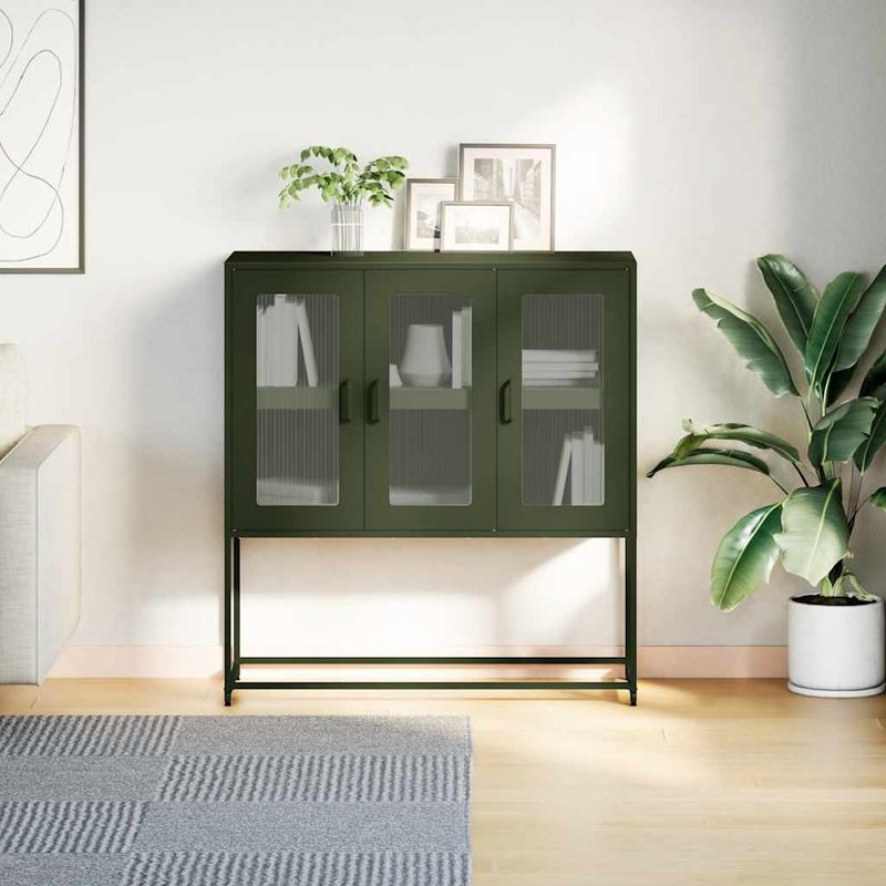 Casa si Gradina - Mobilier - Comode si corpuri - Comode - Dulap, verde masliniu, 100,5x39x107 cm, otel laminat la rece - Infinity.ro
