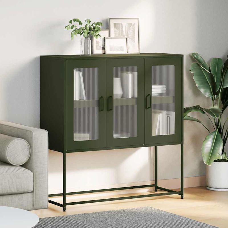 Casa si Gradina - Mobilier - Comode si corpuri - Comode - Dulap, verde masliniu, 100,5x39x107 cm, otel laminat la rece - Infinity.ro