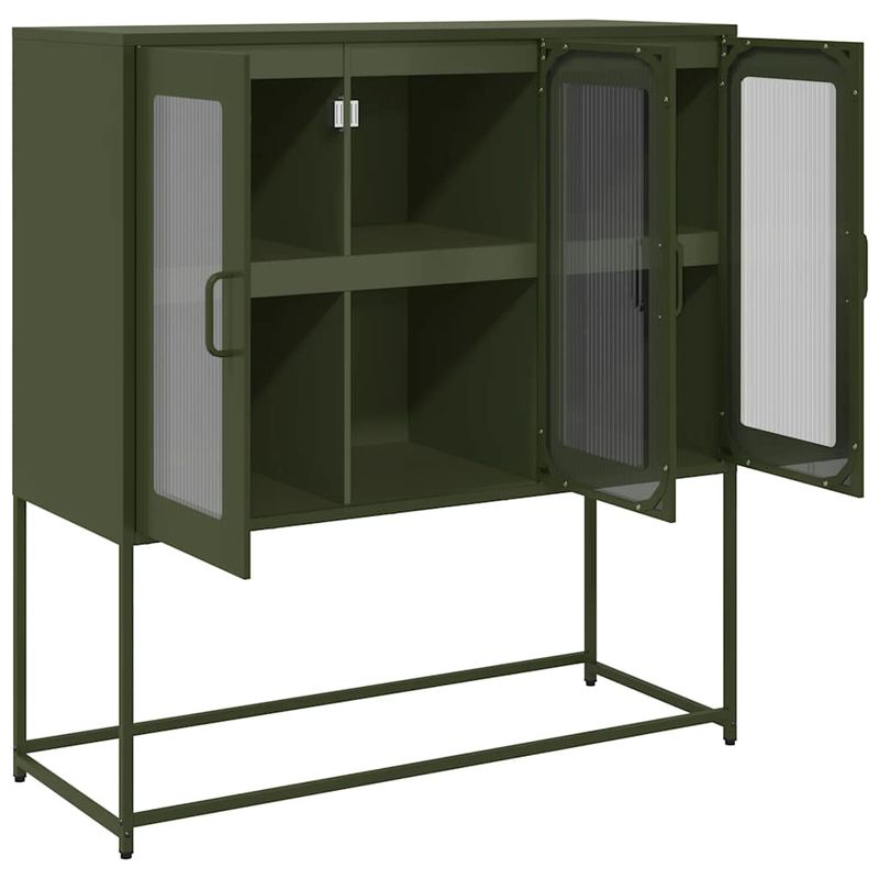 Casa si Gradina - Mobilier - Comode si corpuri - Comode - Dulap, verde masliniu, 100,5x39x107 cm, otel laminat la rece - Infinity.ro