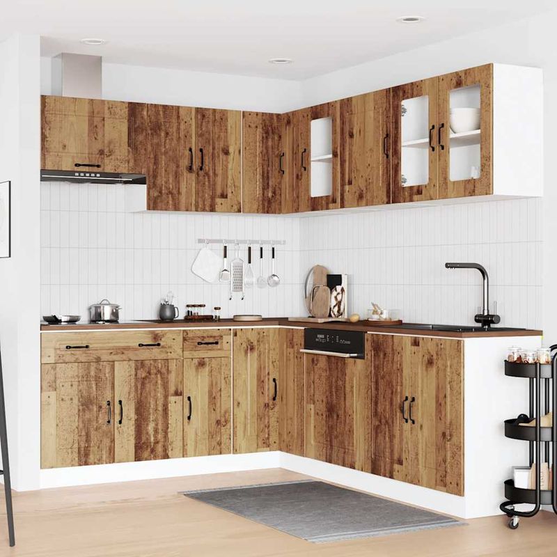Casa si Gradina - Mobilier - Comode si corpuri - Corpuri bucatarie - Set de dulapuri de bucatarie 11 piese „Kalmar” Lemn vechi lemn - Infinity.ro