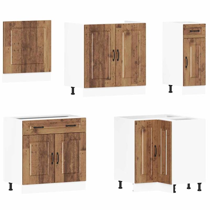 Casa si Gradina - Mobilier - Comode si corpuri - Corpuri bucatarie - Set de dulapuri de bucatarie 11 piese „Kalmar” Lemn vechi lemn - Infinity.ro