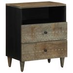 Casa si Gradina - Mobilier - Comode si corpuri - Noptiere - Noptiera gri deschis 50x33x60 cm lemn masiv de mango - Infinity.ro