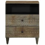 Casa si Gradina - Mobilier - Comode si corpuri - Noptiere - Noptiera gri deschis 50x33x60 cm lemn masiv de mango - Infinity.ro