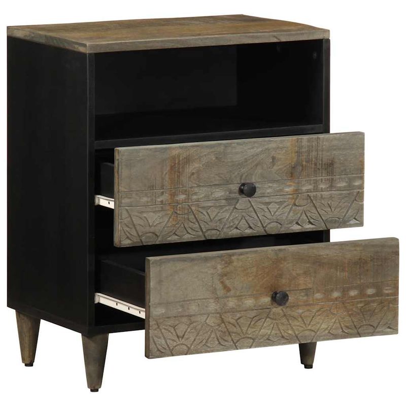 Casa si Gradina - Mobilier - Comode si corpuri - Noptiere - Noptiera gri deschis 50x33x60 cm lemn masiv de mango - Infinity.ro