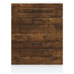 Casa si Gradina - Mobilier - Comode si corpuri - Corpuri bucatarie - Dulap de bucatarie „Kalmar” din lemn de lemn de stejar afumat, model 1x dulap inferior (3 sertare), mărime 60x46x81.5 cm - Infinity.ro