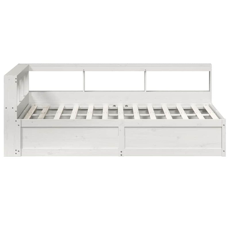 Casa si Gradina - Mobilier - Paturi si accesorii - Paturi - Pat cu biblioteca fara saltea, alb, 135x190 cm, lemn masiv pin - Infinity.ro