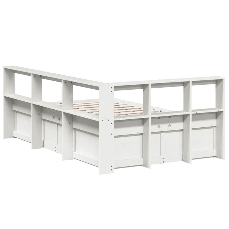 Casa si Gradina - Mobilier - Paturi si accesorii - Paturi - Pat cu biblioteca fara saltea, alb, 135x190 cm, lemn masiv pin - Infinity.ro