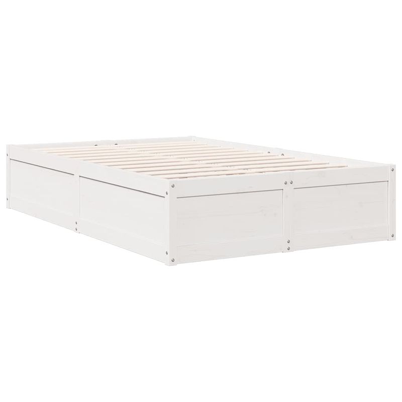 Casa si Gradina - Mobilier - Paturi si accesorii - Paturi - Pat cu biblioteca fara saltea, alb, 135x190 cm, lemn masiv pin - Infinity.ro