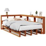 Casa si Gradina - Mobilier - Paturi si accesorii - Paturi - Pat cu biblioteca fara saltea, maro, 120x190 cm, lemn masiv pin - Infinity.ro