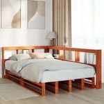 Casa si Gradina - Mobilier - Paturi si accesorii - Paturi - Pat cu biblioteca fara saltea, maro, 120x190 cm, lemn masiv pin - Infinity.ro