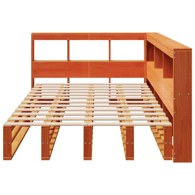 Casa si Gradina - Mobilier - Paturi si accesorii - Paturi - Pat cu biblioteca fara saltea, maro, 120x190 cm, lemn masiv pin - Infinity.ro
