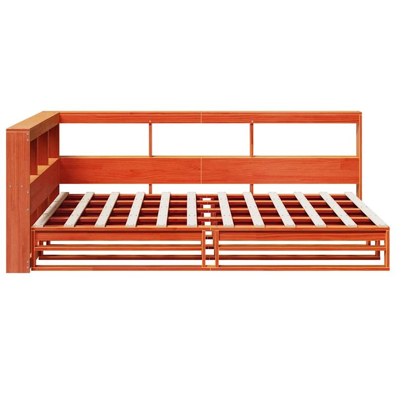 Casa si Gradina - Mobilier - Paturi si accesorii - Paturi - Pat cu biblioteca fara saltea, maro, 120x190 cm, lemn masiv pin - Infinity.ro