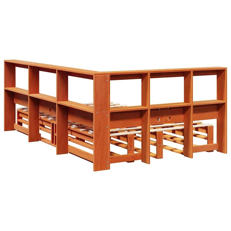 Casa si Gradina - Mobilier - Paturi si accesorii - Paturi - Pat cu biblioteca fara saltea, maro, 120x190 cm, lemn masiv pin - Infinity.ro