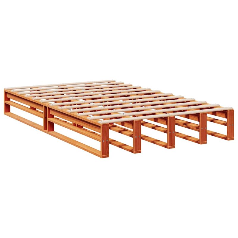 Casa si Gradina - Mobilier - Paturi si accesorii - Paturi - Pat cu biblioteca fara saltea, maro, 120x190 cm, lemn masiv pin - Infinity.ro