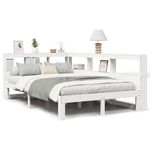 Casa si Gradina - Mobilier - Paturi si accesorii - Paturi - Pat cu biblioteca fara saltea, alb, 135x190 cm, lemn masiv pin - Infinity.ro