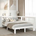 Casa si Gradina - Mobilier - Paturi si accesorii - Paturi - Pat cu biblioteca fara saltea, alb, 135x190 cm, lemn masiv pin - Infinity.ro