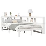 Casa si Gradina - Mobilier - Paturi si accesorii - Paturi - Pat cu biblioteca fara saltea, alb, 135x190 cm, lemn masiv pin - Infinity.ro