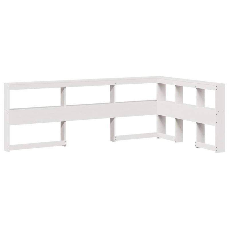Casa si Gradina - Mobilier - Paturi si accesorii - Paturi - Pat cu biblioteca fara saltea, alb, 135x190 cm, lemn masiv pin - Infinity.ro