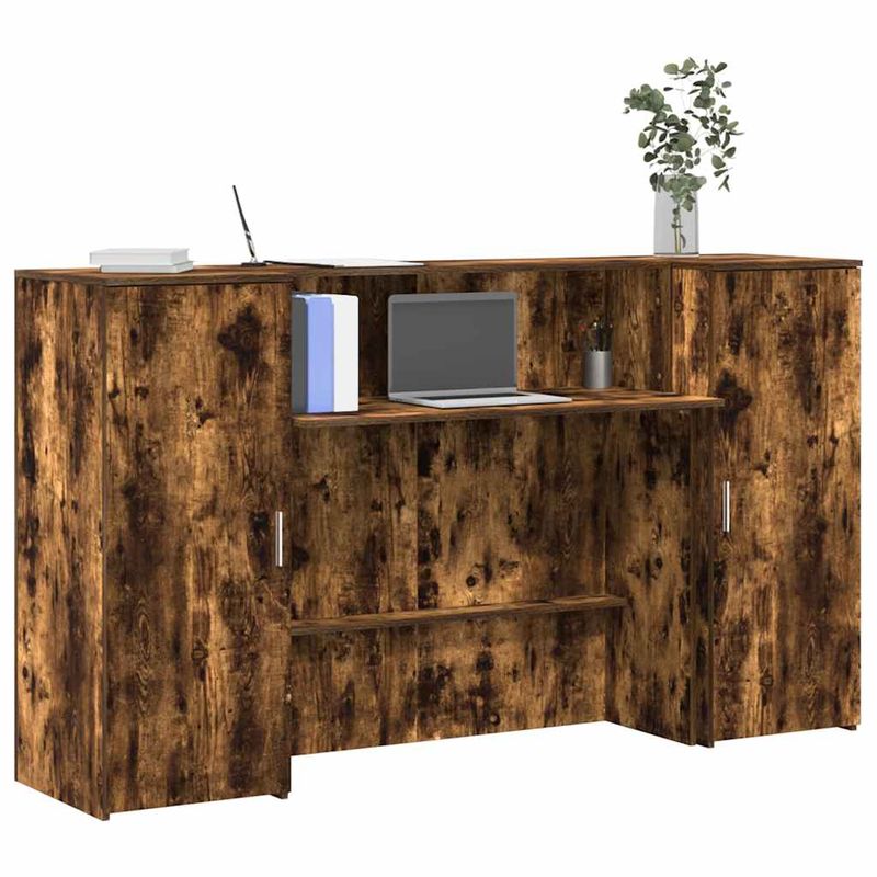Casa si Gradina - Mobilier - Mese si birouri - Birouri - Birou de receptie stejar afumat 180x50x103,5 cm lemn prelucrat - Infinity.ro