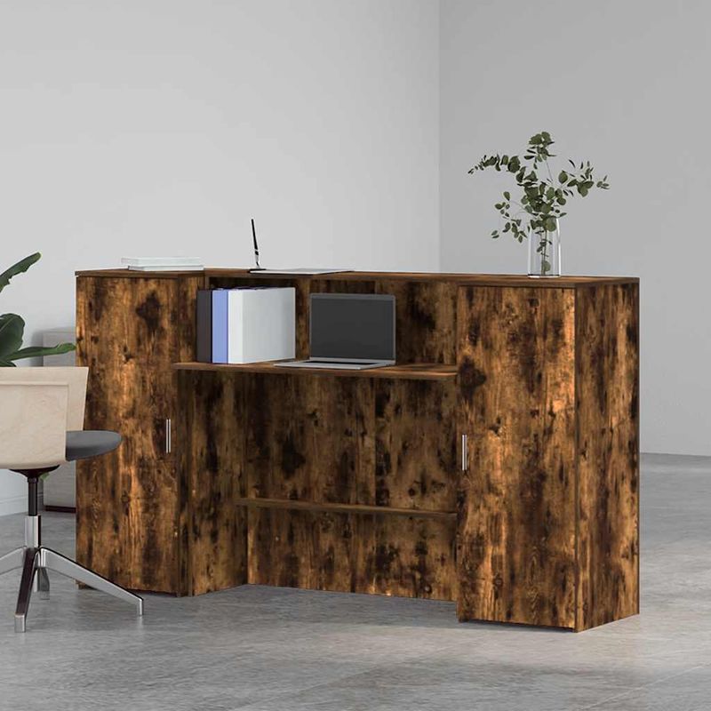 Casa si Gradina - Mobilier - Mese si birouri - Birouri - Birou de receptie stejar afumat 180x50x103,5 cm lemn prelucrat - Infinity.ro