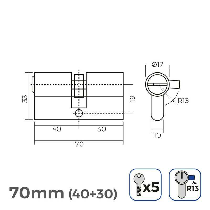 Casa si Gradina - Constructii - Feronerie si accesorii - Broaste si yale - Cilindru EDM 150 ml Auriu* Alama Camera scurta (70 mm) - Infinity.ro