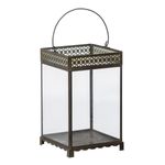 Casa si Gradina - Decoratiuni - Aromaterapie si lumanari - Suporturi lumanari - Lucerna Suport de Lumanari Geam Auriu* Metal 18 x 18 x 29 cm - Infinity.ro