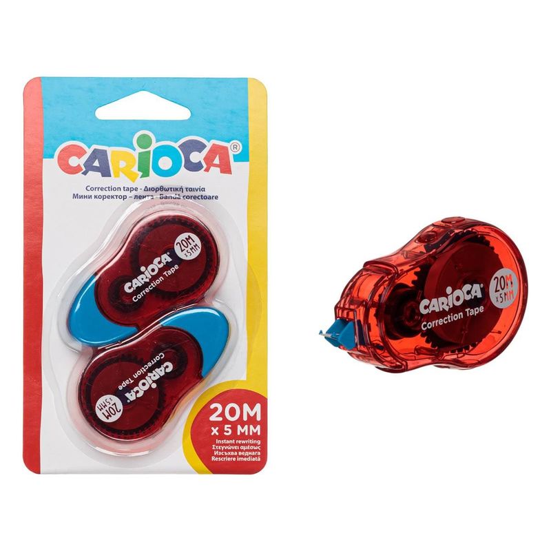 Carti si Birotica - Birotica - Instrumente de scris - Radiere si corectoare - Set benzi corectare carioca, 20 m x 5 mm, 2 bucati, rosu, multicolor - Infinity.ro