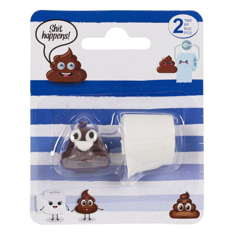 Carti si Birotica - Birotica - Instrumente de scris - Radiere si corectoare - Radiera set 2 buc, model 3d poop si hartie igienica, 3d, alb/maro - Infinity.ro