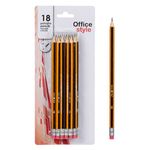 Carti si Birotica - Birotica - Instrumente de scris - Creioane - Creioane hb office style, cu radiera, set 18 bucati, culoare galben negru - Infinity.ro