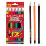 Carti si Birotica - Birotica - Instrumente de scris - Creioane - Set creioane colorate little president, 12 bucati, cu radiera, multicolor - Infinity.ro