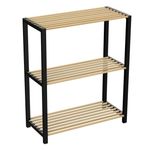 Casa si Gradina - Mobilier - Biblioteci si rafturi - Etajere - Etajera lemn mdf, 3 rafturi, culoare negru si natural, dimensiuni 65 x 29 x 78cm - Infinity.ro
